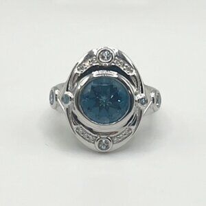 London Blue Topaz and Sky Blue Topaz Ring in 925 Sterling Silver